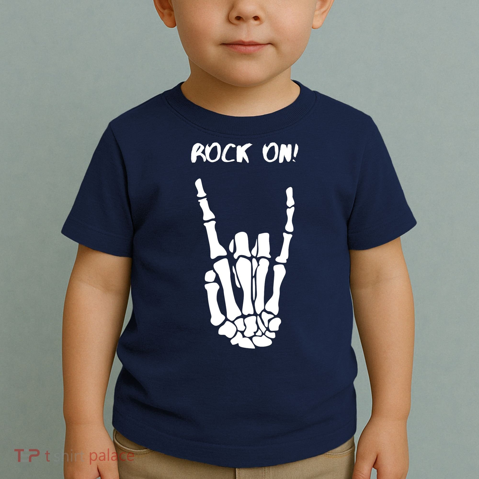 Rock On Skeleton Rock And Roll Halloween Costume Idea Toddler T-Shirt