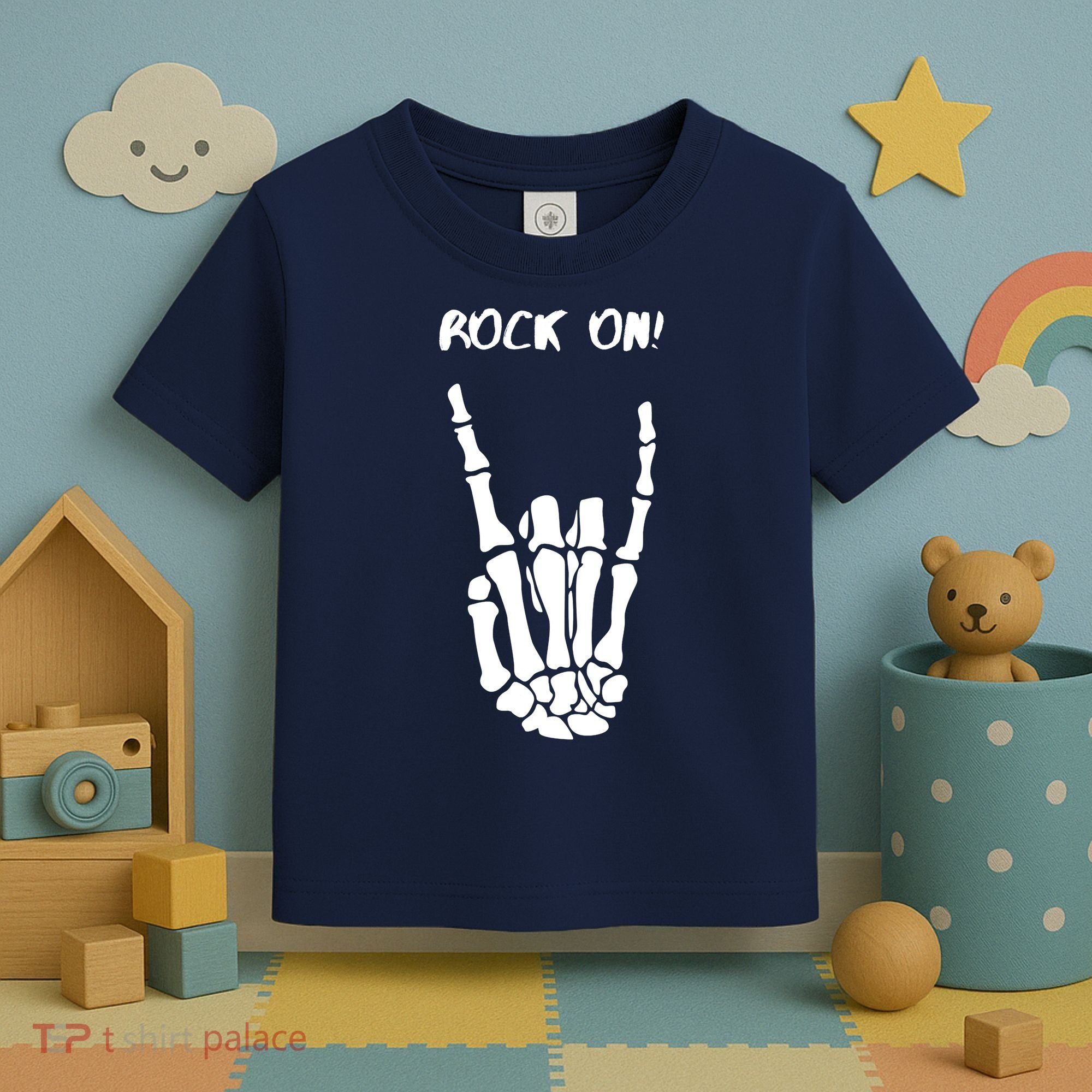Rock On Skeleton Rock And Roll Halloween Costume Idea Toddler T-Shirt