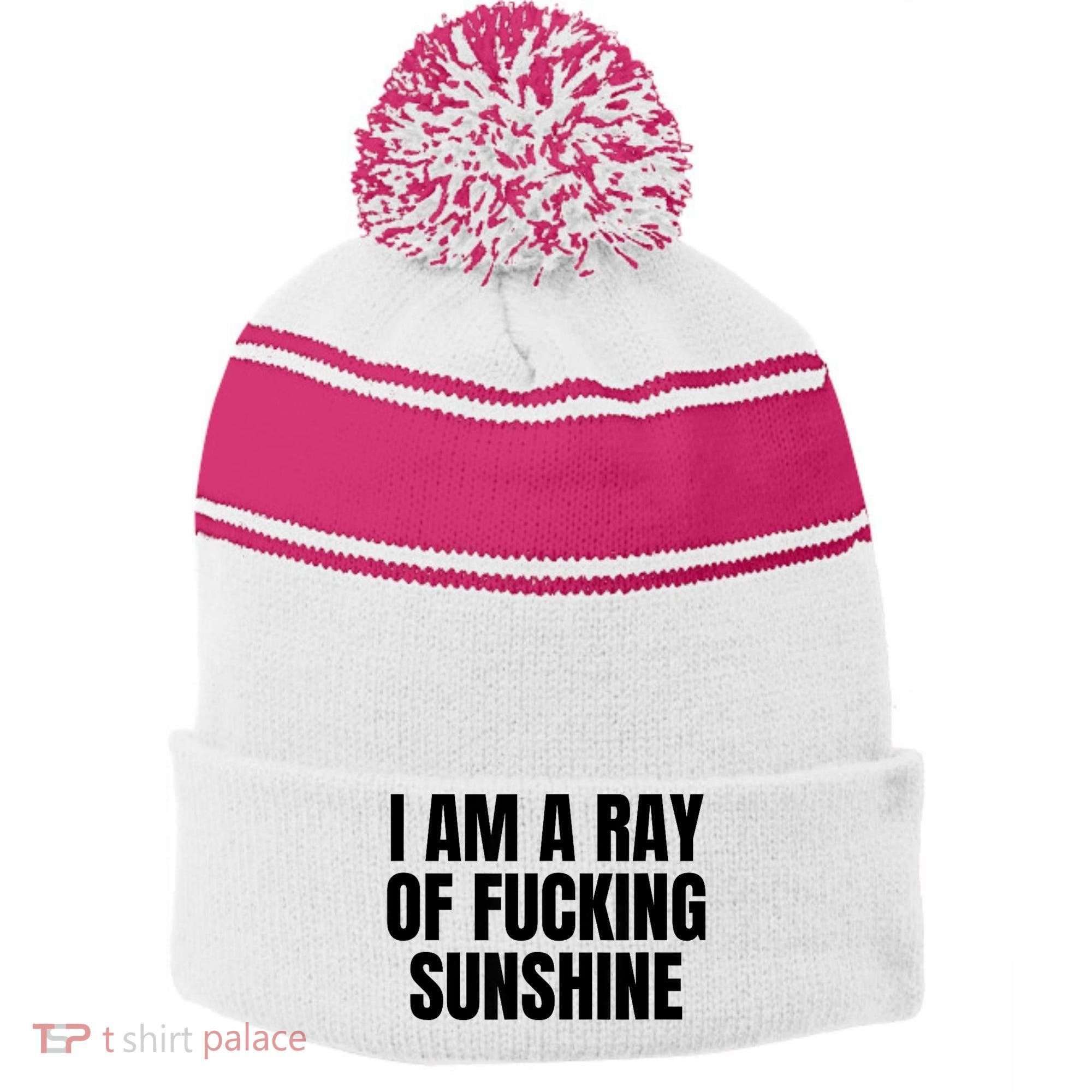 Ray Of Sunshine Stripe Pom Pom Beanie