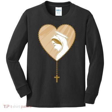 Rosary Virgin Mary Kids Long Sleeve Shirt