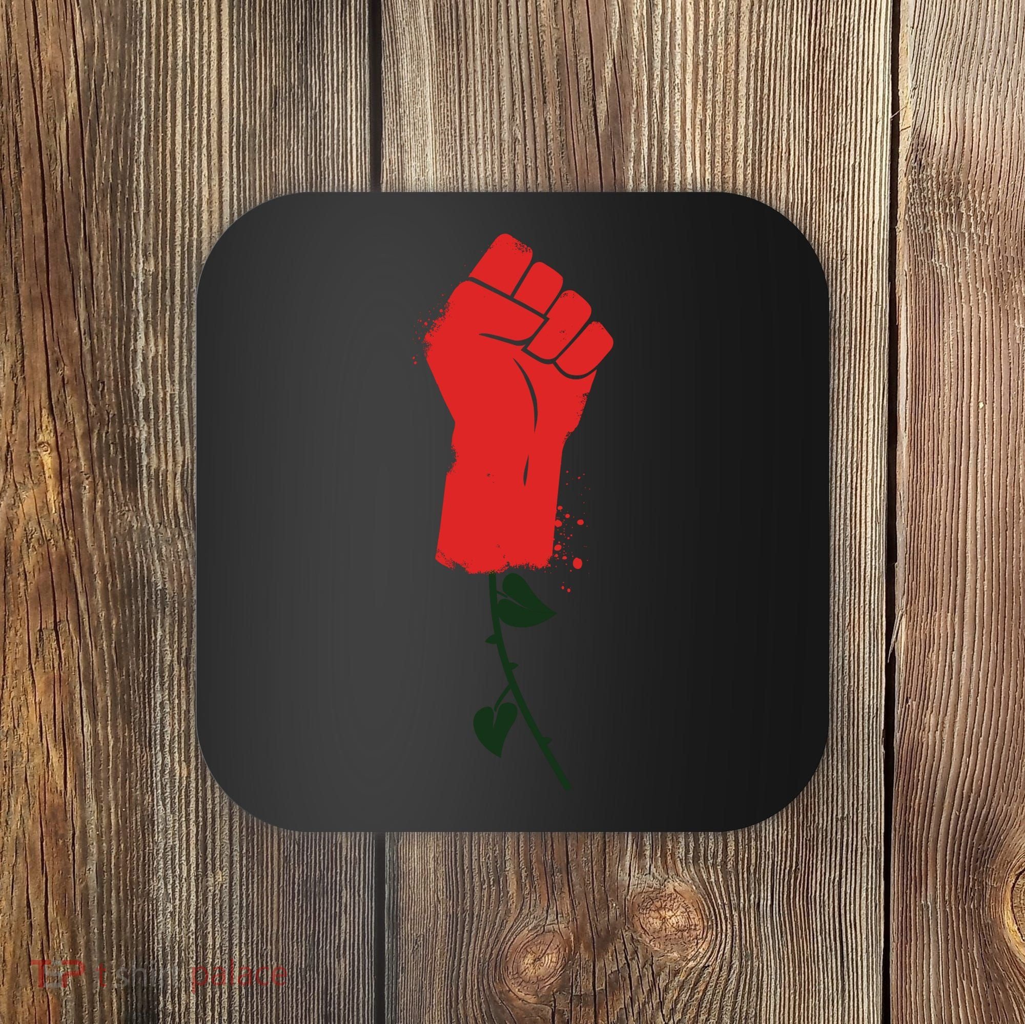 Rose Fist Women's Rights Coaster