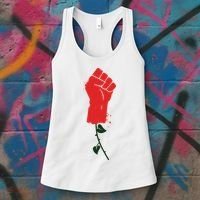 Rose Fist Women's Rights Women's Tank Top thumb 3