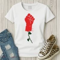 Rose Fist Women's Rights Women's T-Shirt thumb 3