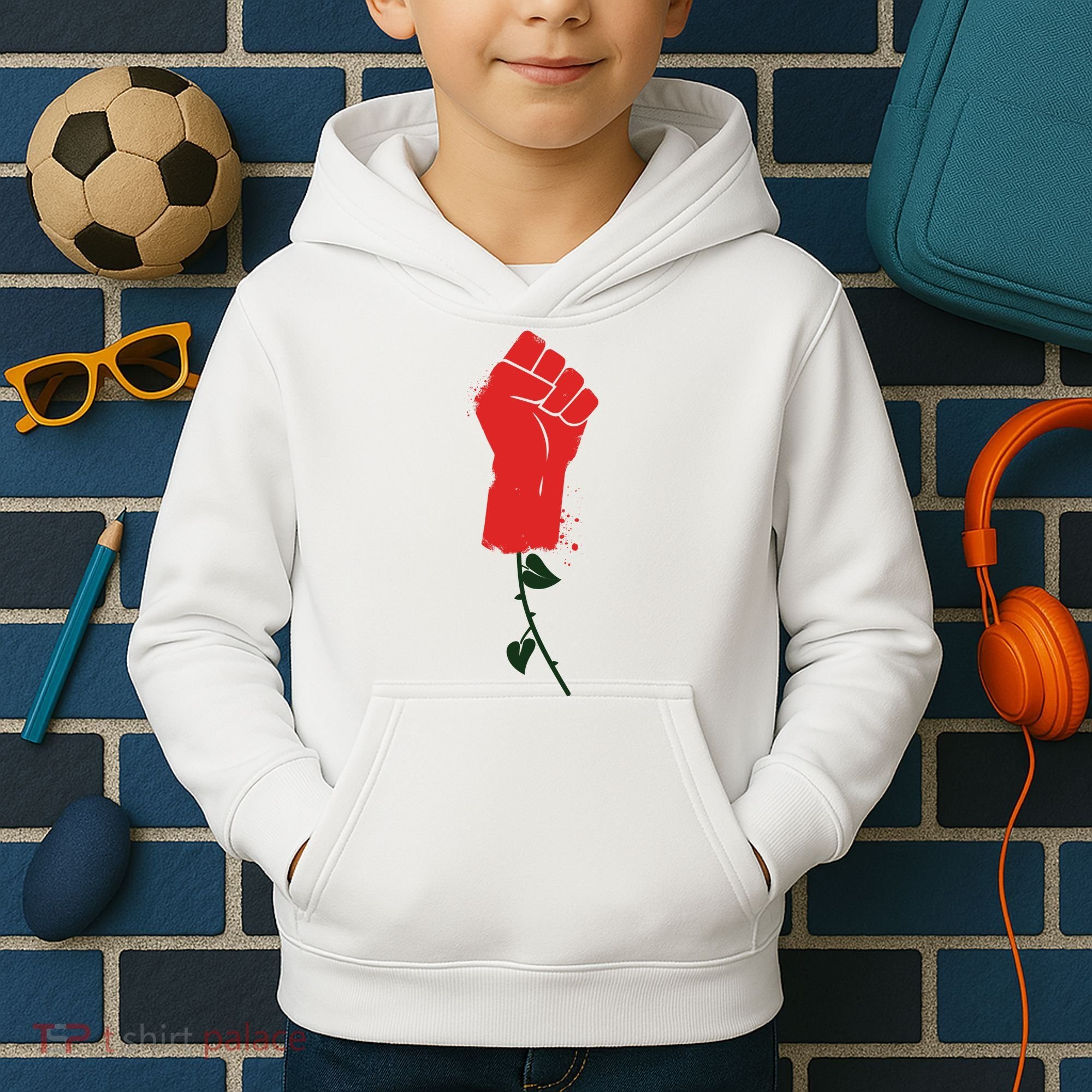 Rose Fist Women's Rights Kids Hoodie