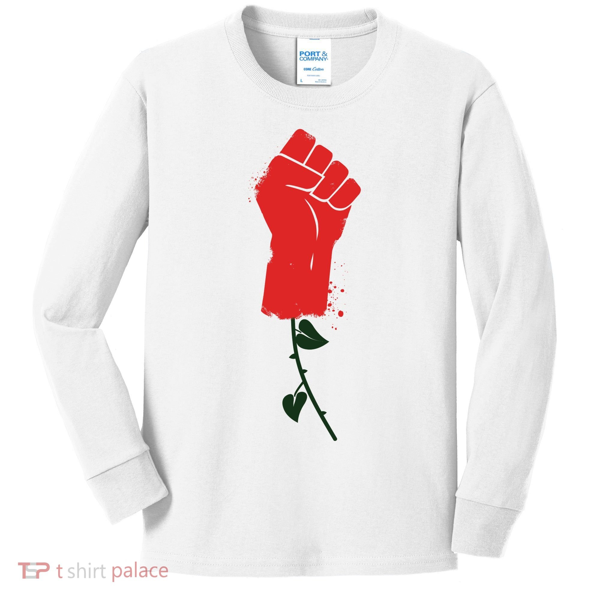 Rose Fist Women's Rights Kids Long Sleeve Shirt