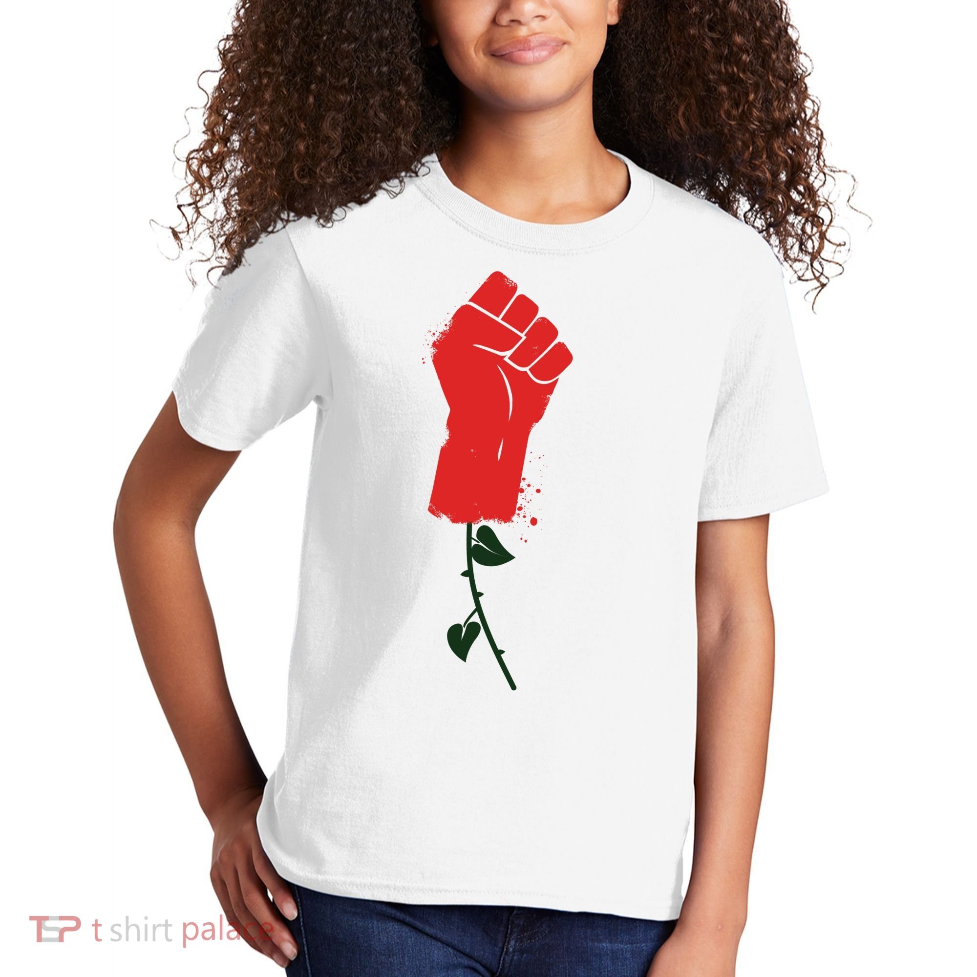 Rose Fist Women's Rights Kids T-Shirt