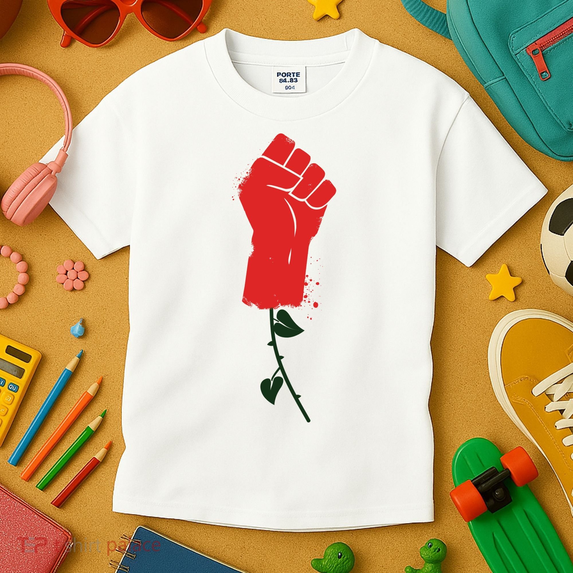 Rose Fist Women's Rights Kids T-Shirt