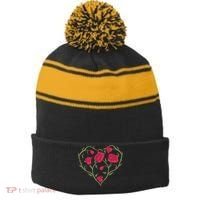 Rose Heart Stripe Pom Pom Beanie thumb 0