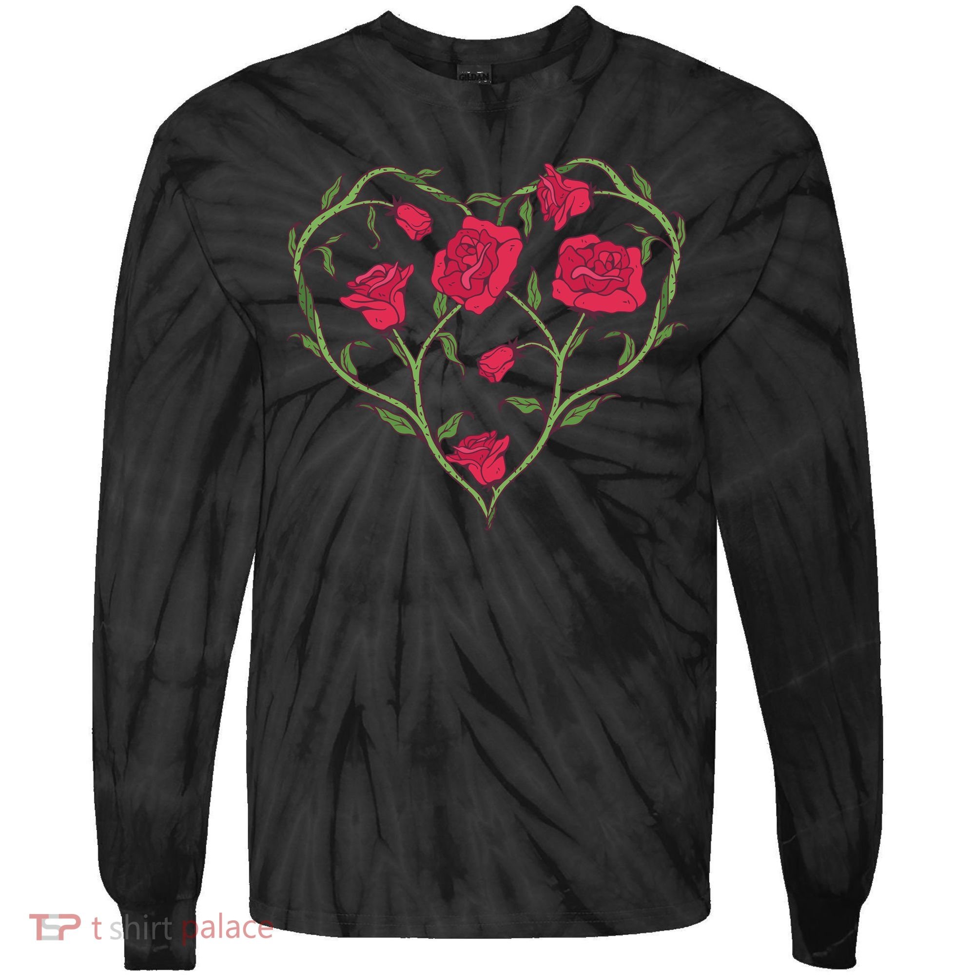 Rose Heart Tie-Dye Long Sleeve Shirt