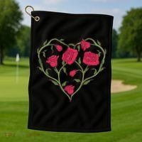 Rose Heart Golf Towel thumb 1