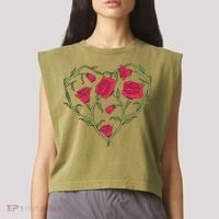 Rose Heart Garment-Dyed Women's Muscle Tee thumb 2