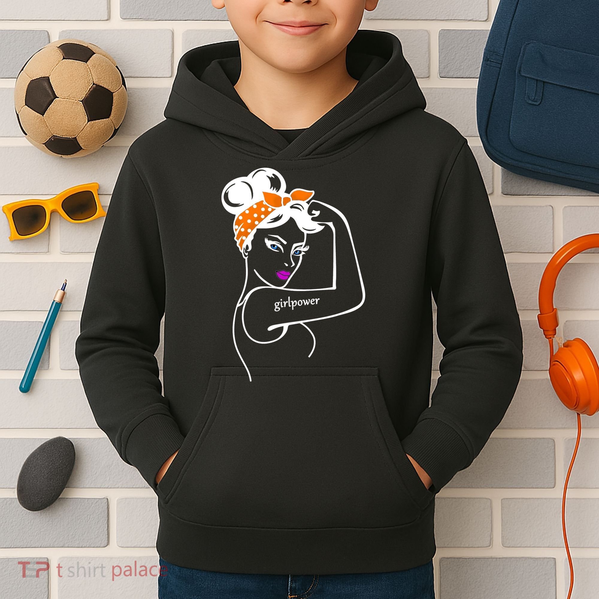 Rosie The Riveter Girl Power  Kids Hoodie