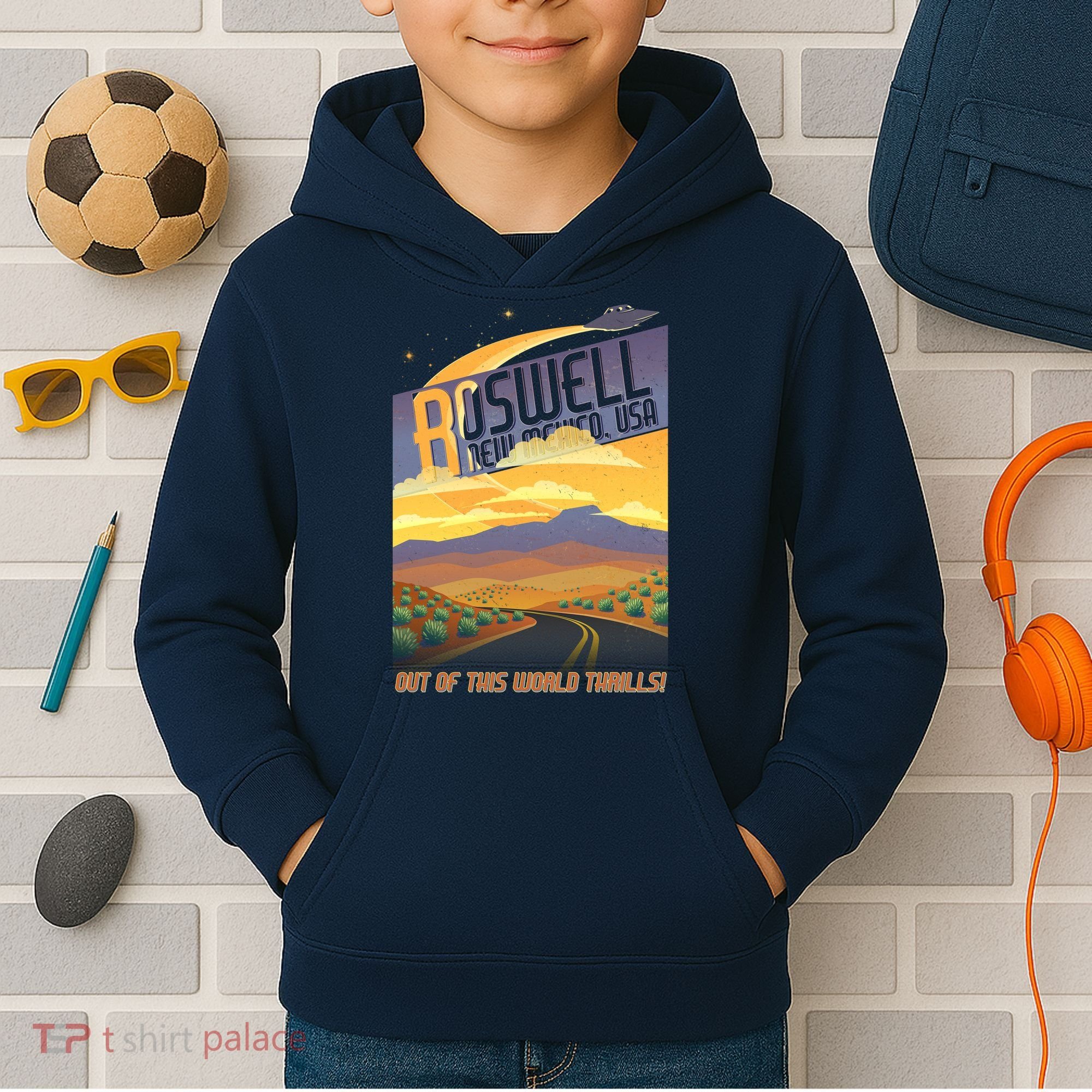 Roswell New Mexico Travel Poster Kids Hoodie