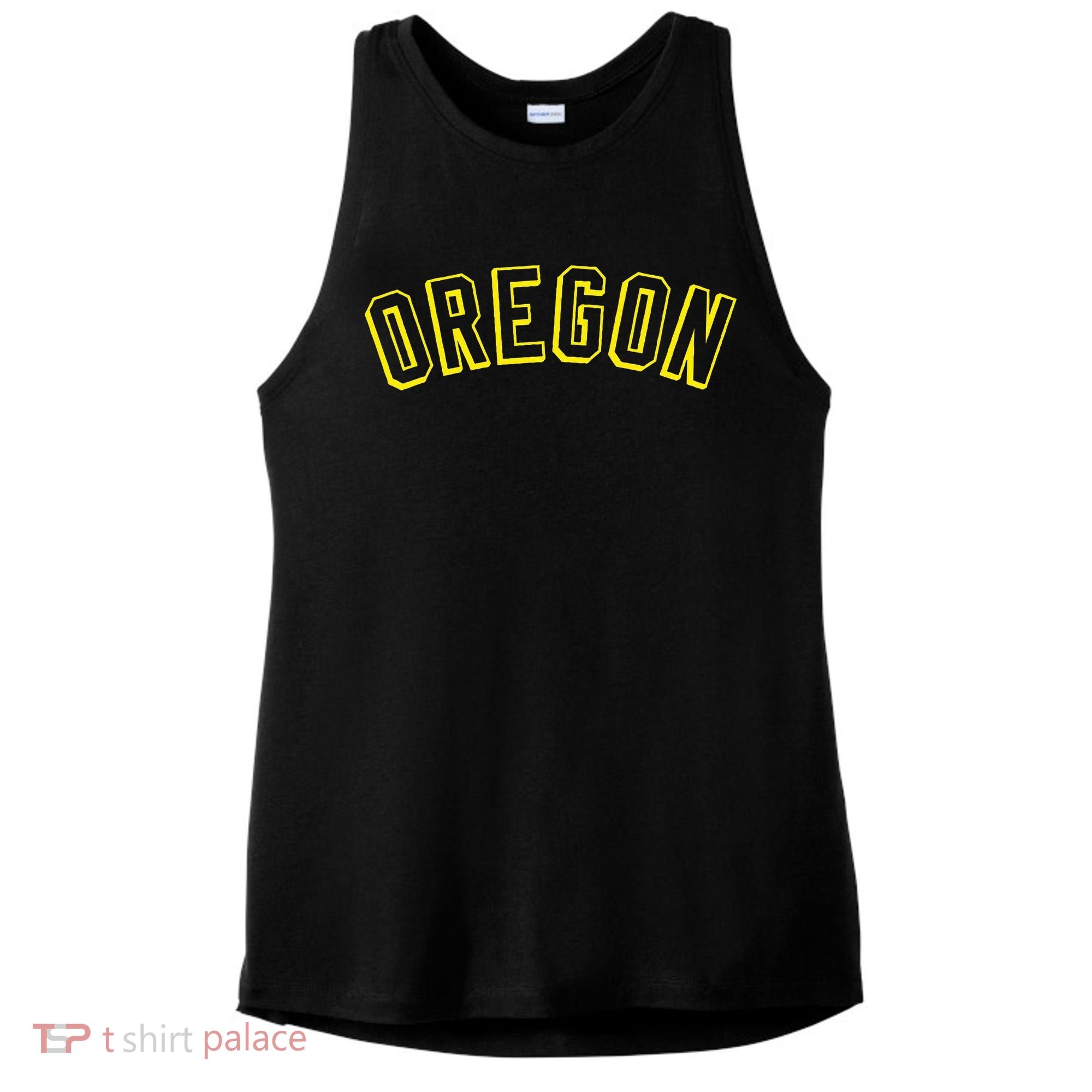 Retro Oregon Throwback Yellow Oregon Kids Ladies PosiCharge Tri-Blend Wicking Tank