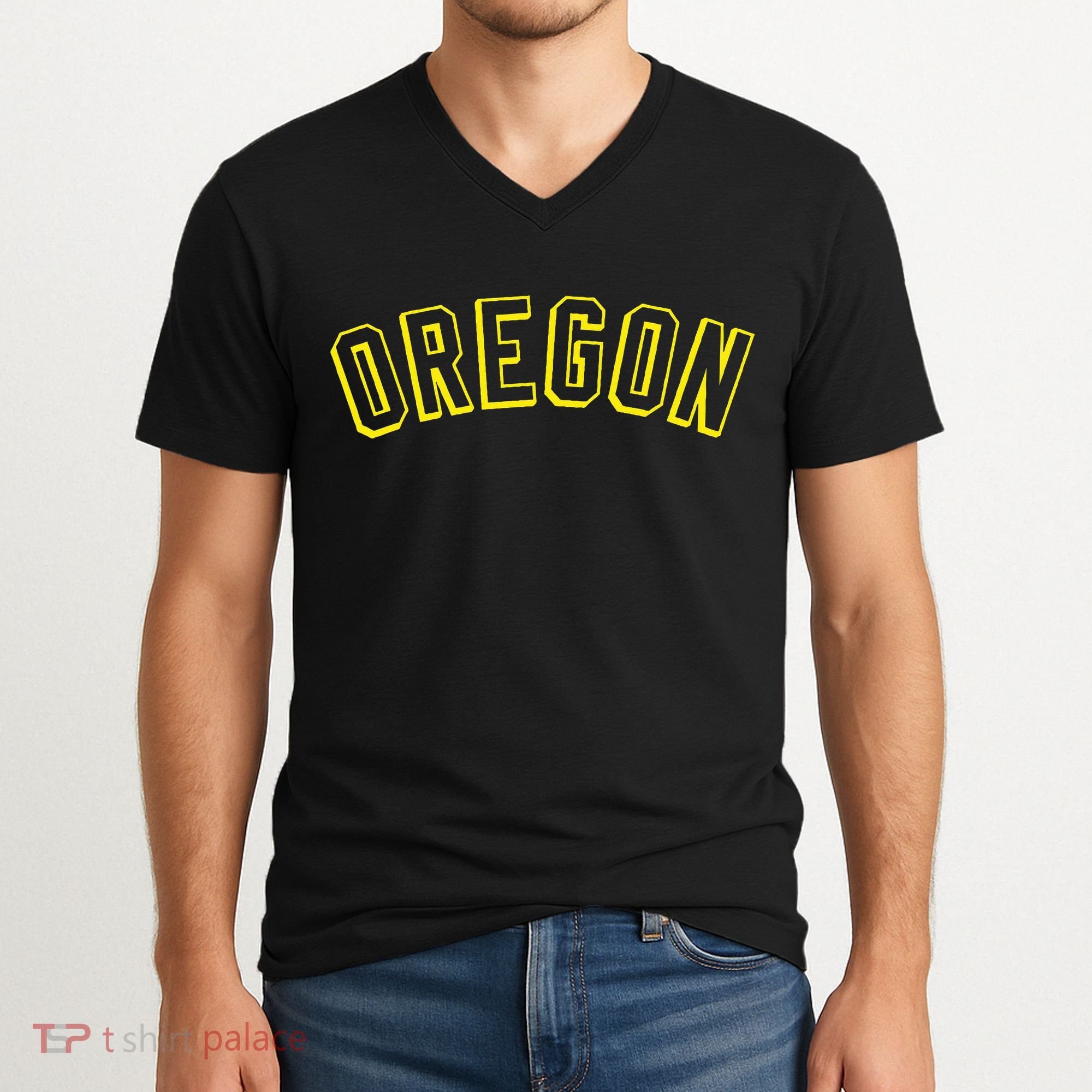 Retro Oregon Throwback Yellow Oregon Kids V-Neck T-Shirt