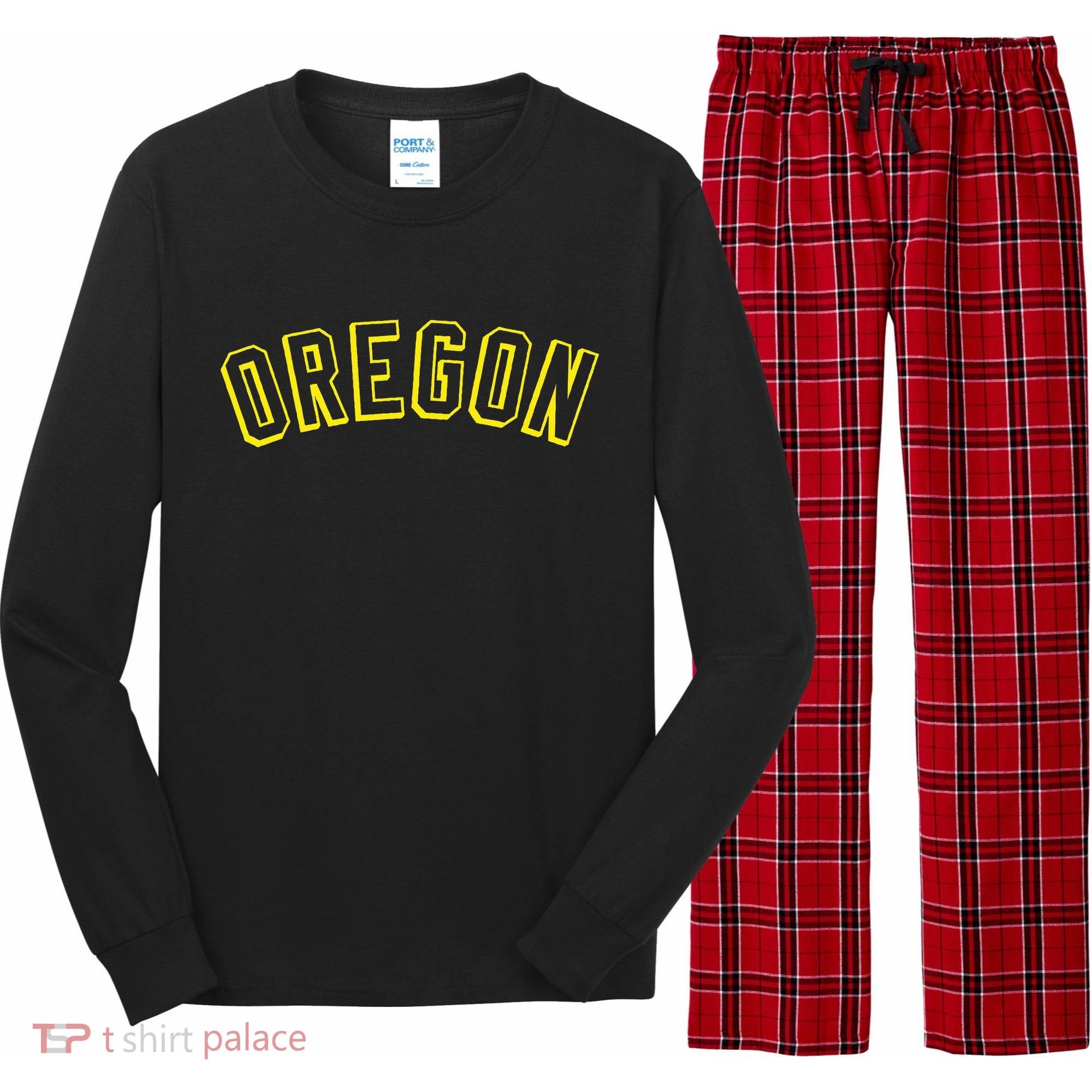 Retro Oregon Throwback Yellow Oregon Kids Long Sleeve Pajama Set