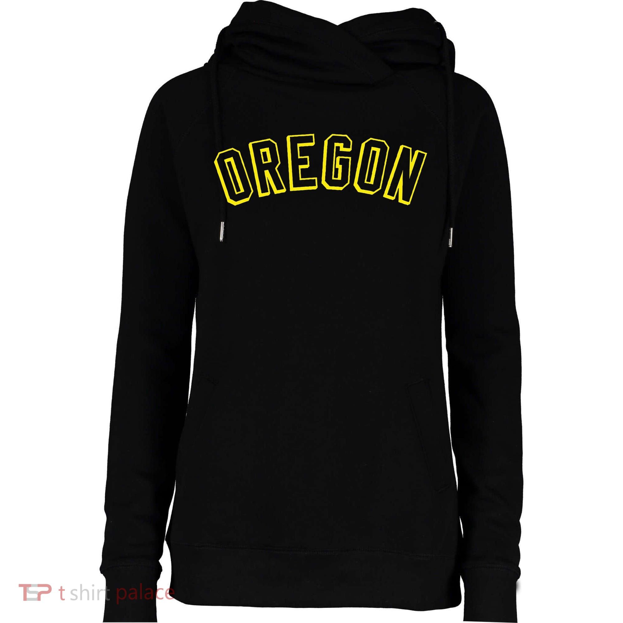 Retro Oregon Throwback Yellow Oregon Kids Womens Funnel Neck Pullover Hood