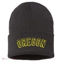 Retro Oregon Throwback Yellow Oregon Kids Sustainable Knit Beanie thumb 0