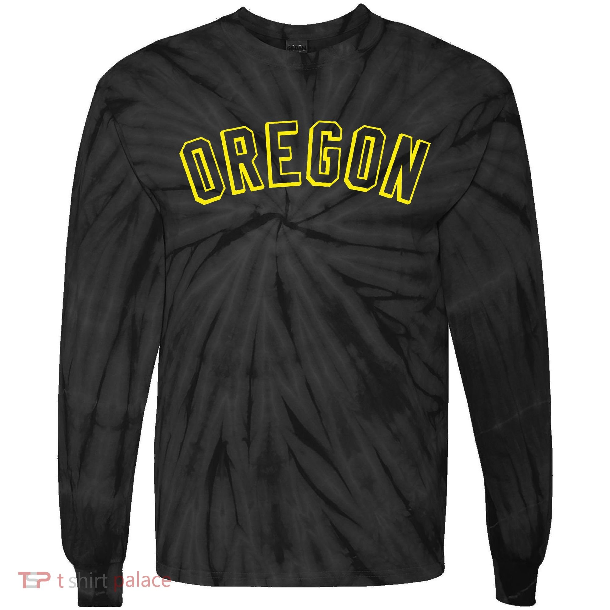 Retro Oregon Throwback Yellow Oregon Kids Tie-Dye Long Sleeve Shirt