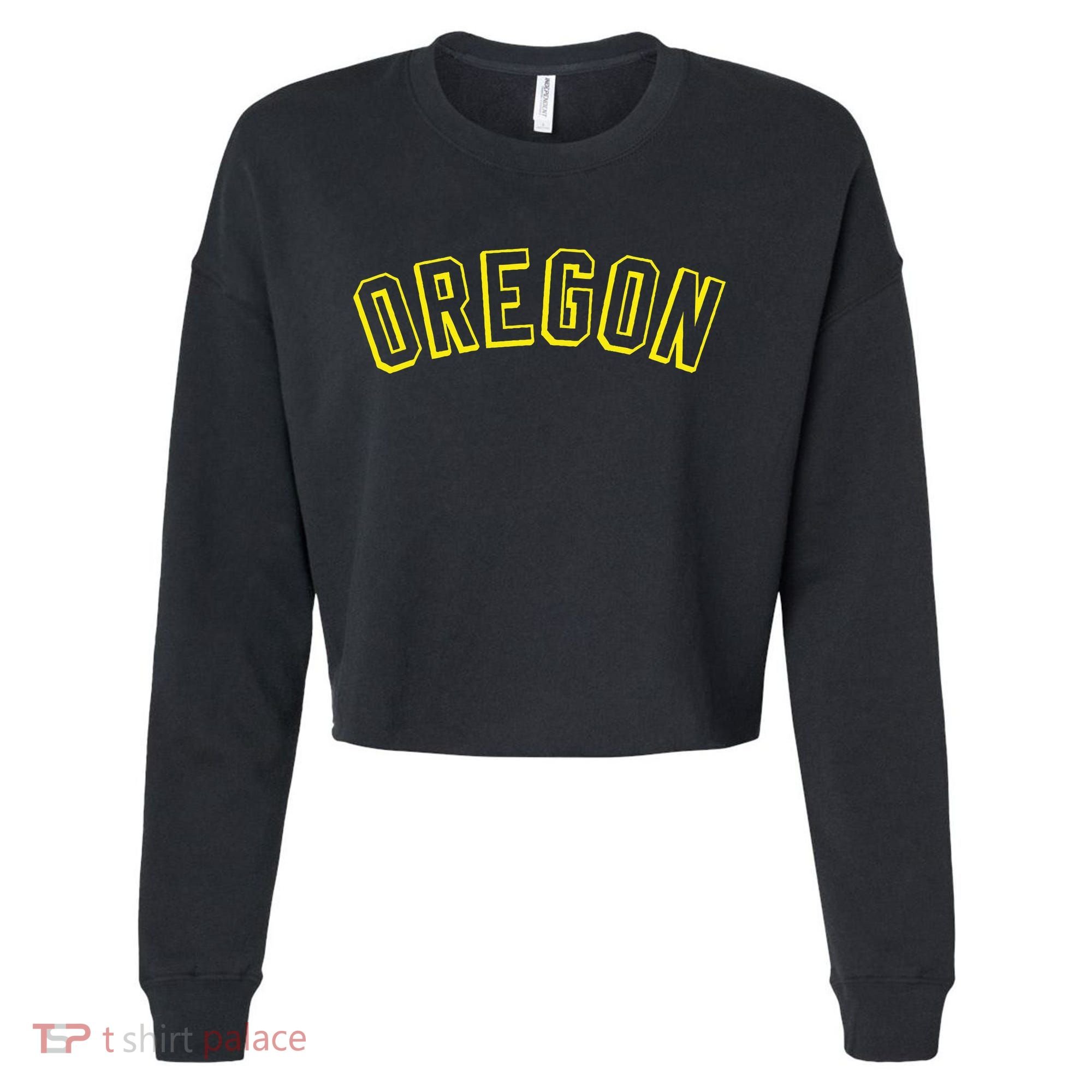 Retro Oregon Throwback Yellow Oregon Kids Cropped Pullover Crew