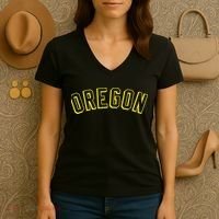 Retro Oregon Throwback Yellow Oregon Kids Women's V-Neck T-Shirt thumb 3