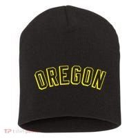 Retro Oregon Throwback Yellow Oregon Kids Short Acrylic Beanie thumb 0