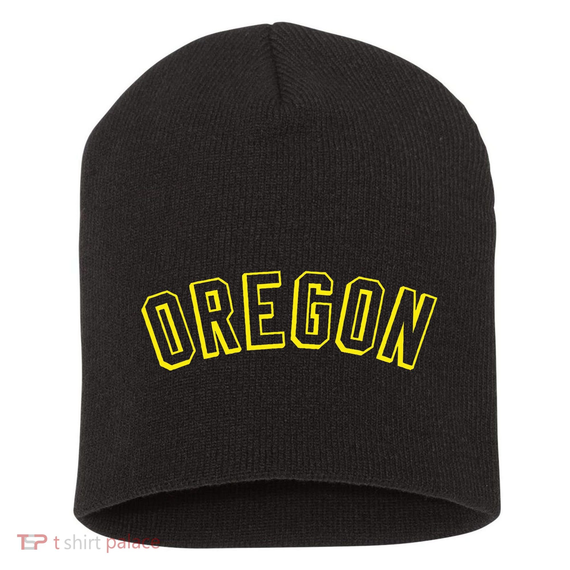Retro Oregon Throwback Yellow Oregon Kids Short Acrylic Beanie