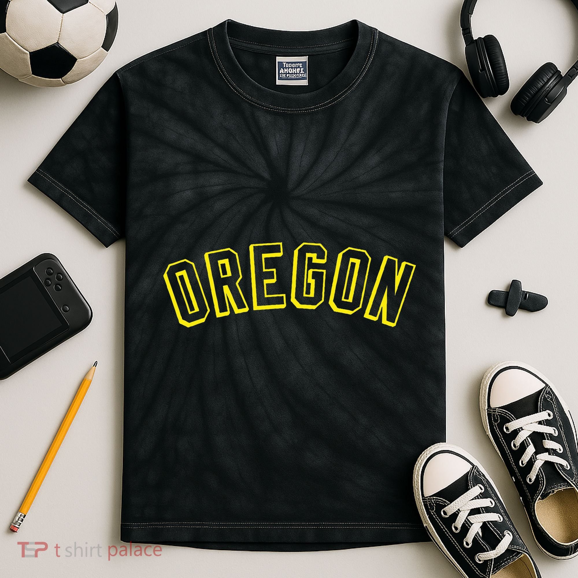 Retro Oregon Throwback Yellow Oregon Kids Kids Tie-Dye T-Shirt