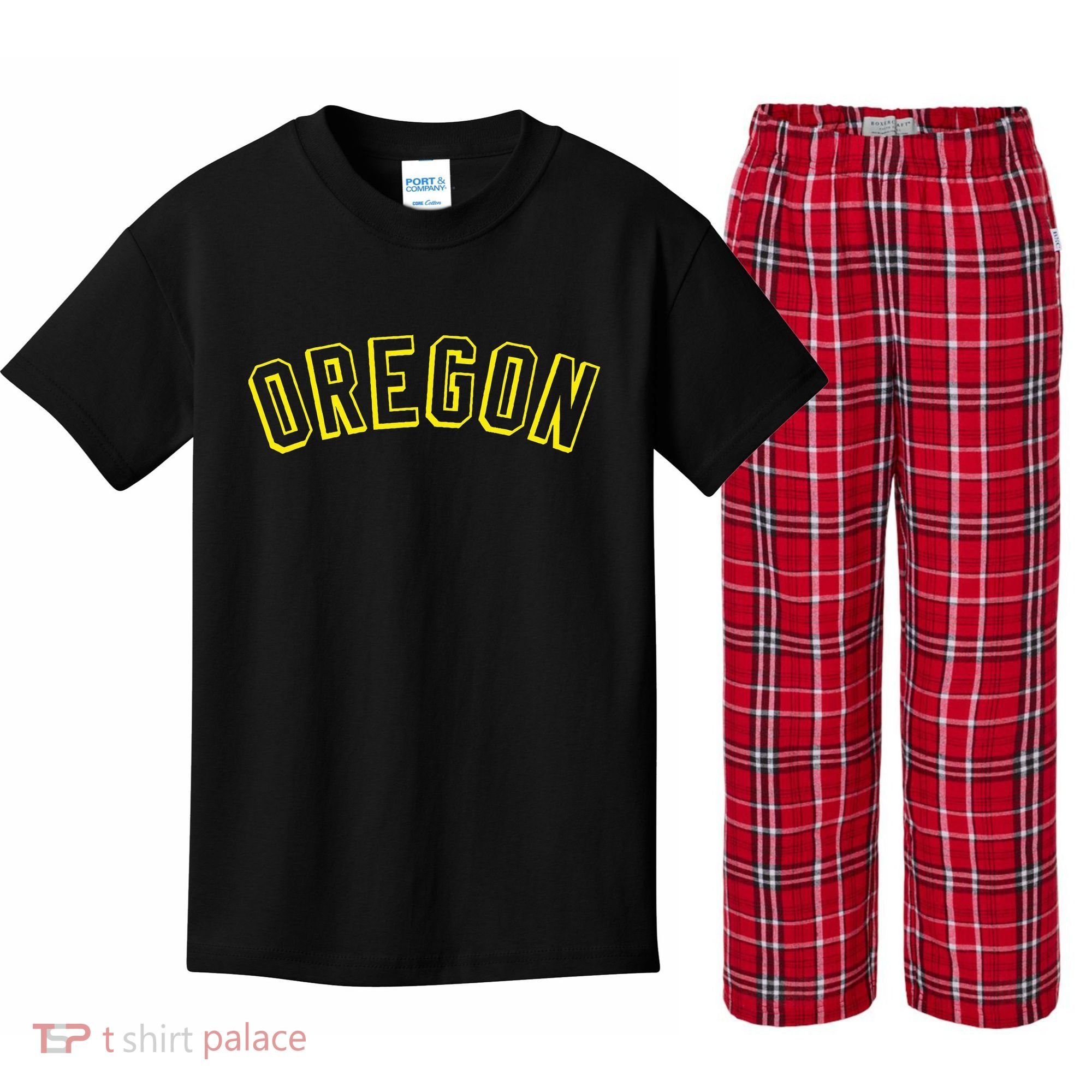 Retro Oregon Throwback Yellow Oregon Kids Kids Plaid Pajama Set