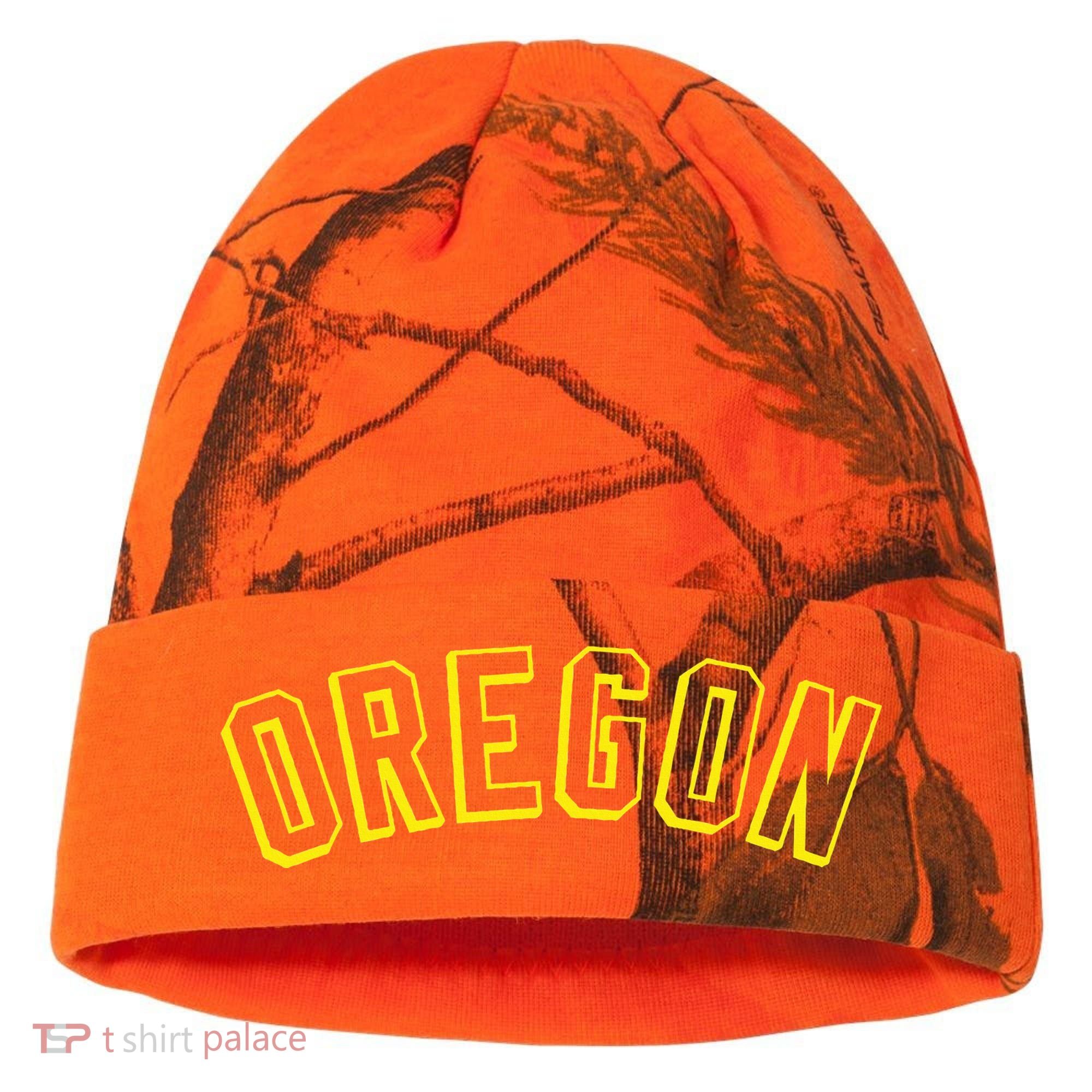 Retro Oregon Throwback Yellow Oregon Kids Kati Licensed 12" Camo Cuffed Beanie