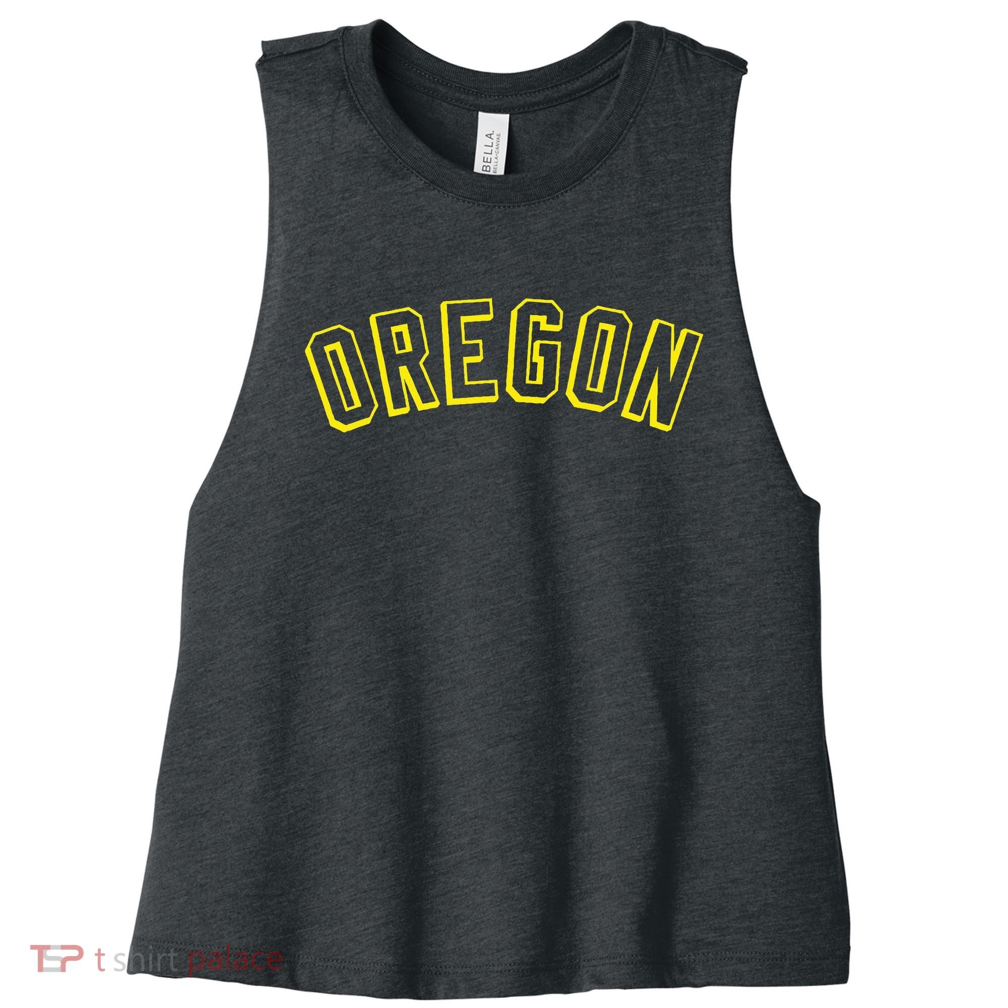 Retro Oregon Throwback Yellow Oregon Kids Women's Racerback Cropped Tank