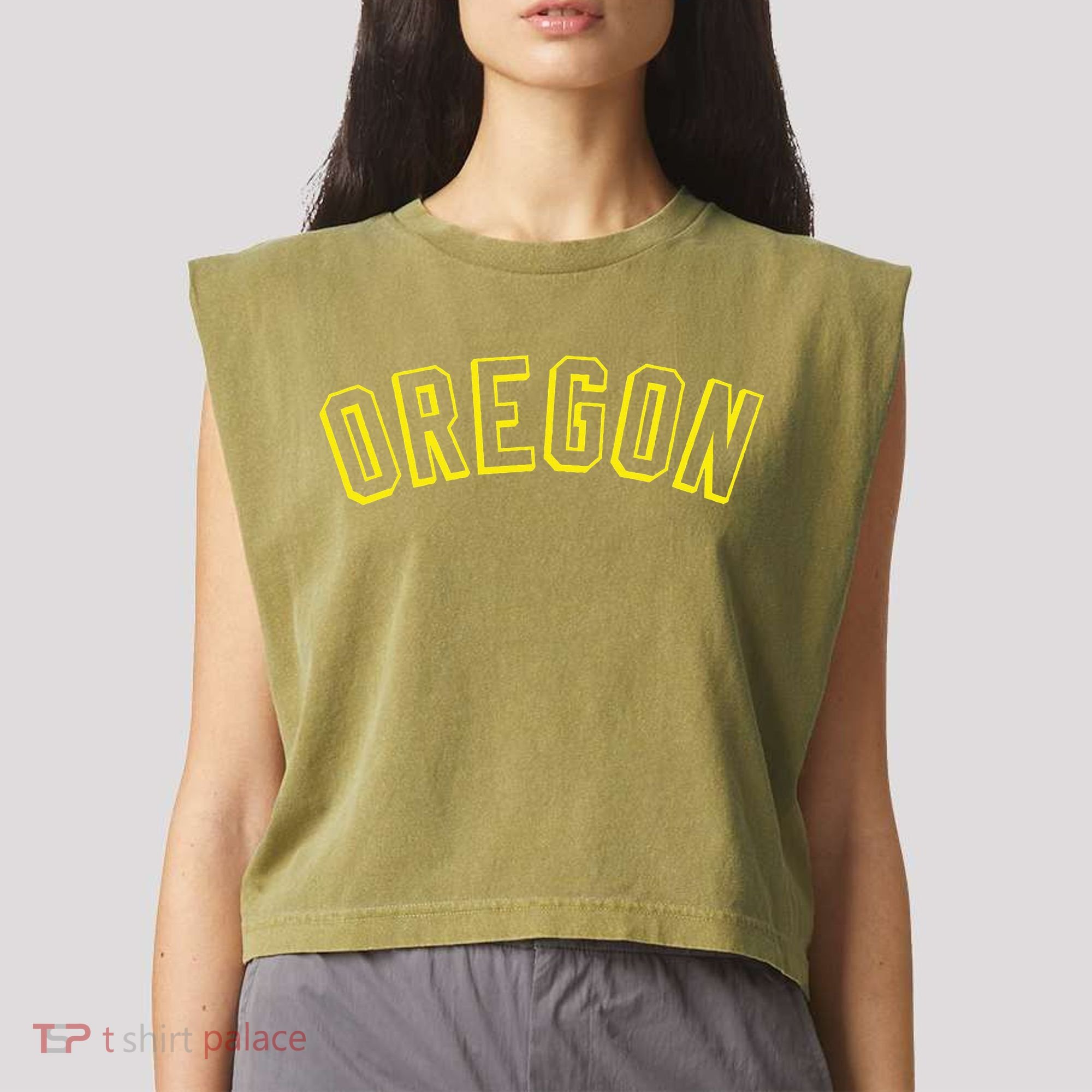 Retro Oregon Throwback Yellow Oregon Kids Garment-Dyed Women's Muscle Tee