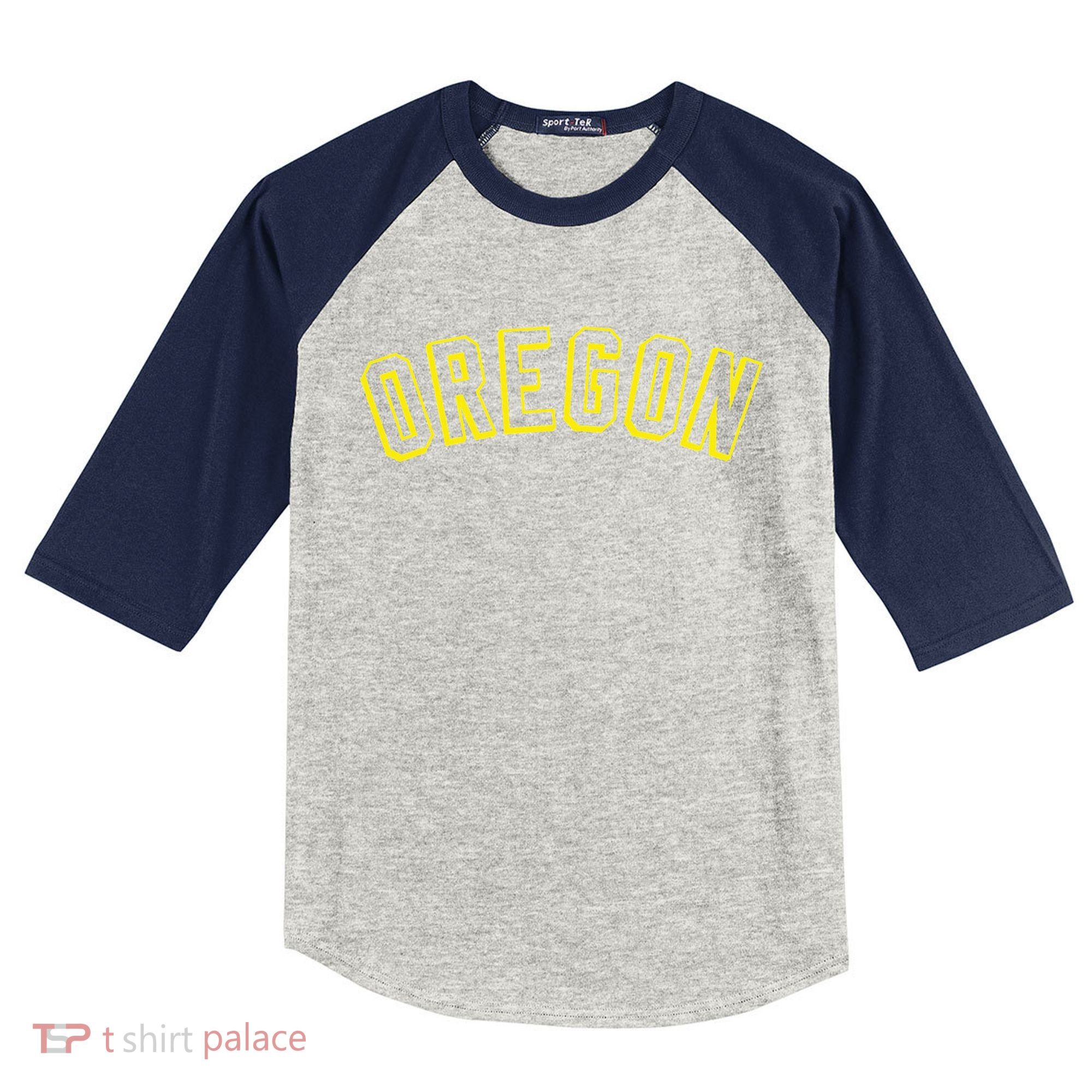 Retro Oregon Throwback Yellow Oregon Kids Kids Colorblock Raglan Jersey