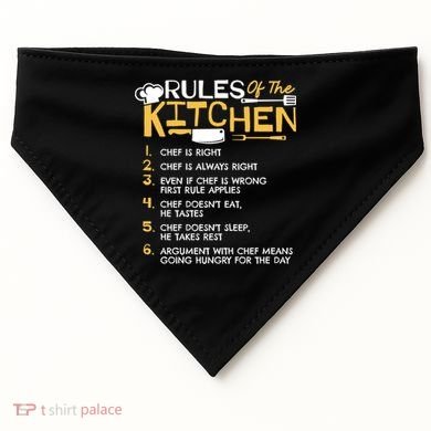 Rules Of The Kitchen Culinary Restaurant Chef Cooking Funny Gift USA-Made Doggie Bandana