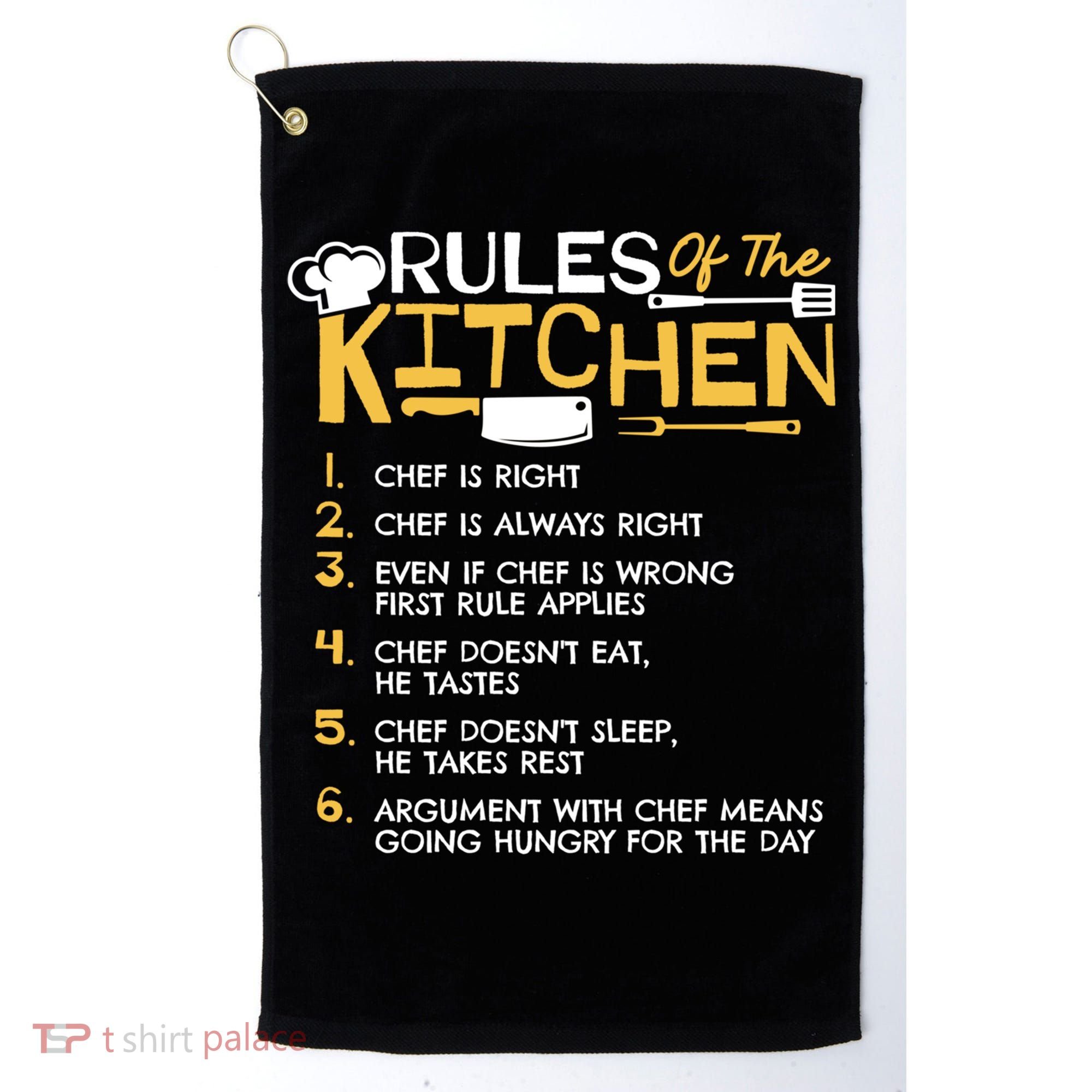 Rules Of The Kitchen Culinary Restaurant Chef Cooking Funny Gift Golf Towel