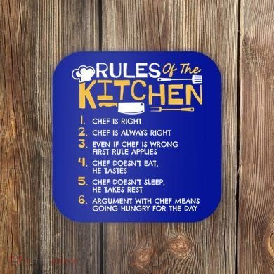 Rules Of The Kitchen Culinary Restaurant Chef Cooking Funny Gift Coaster