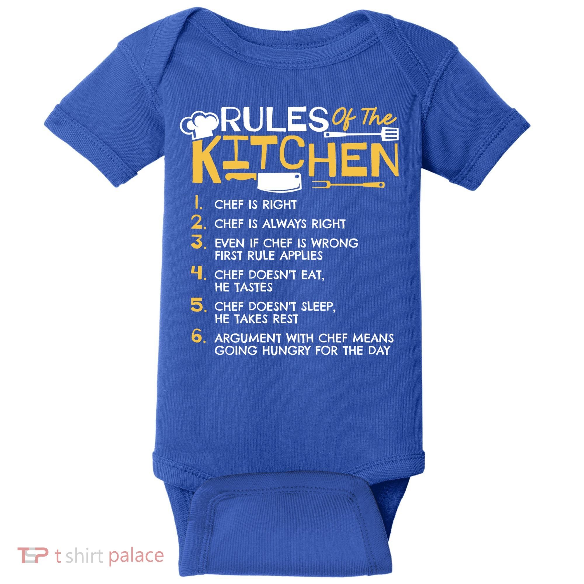 Rules Of The Kitchen Culinary Restaurant Chef Cooking Funny Gift Baby Bodysuit