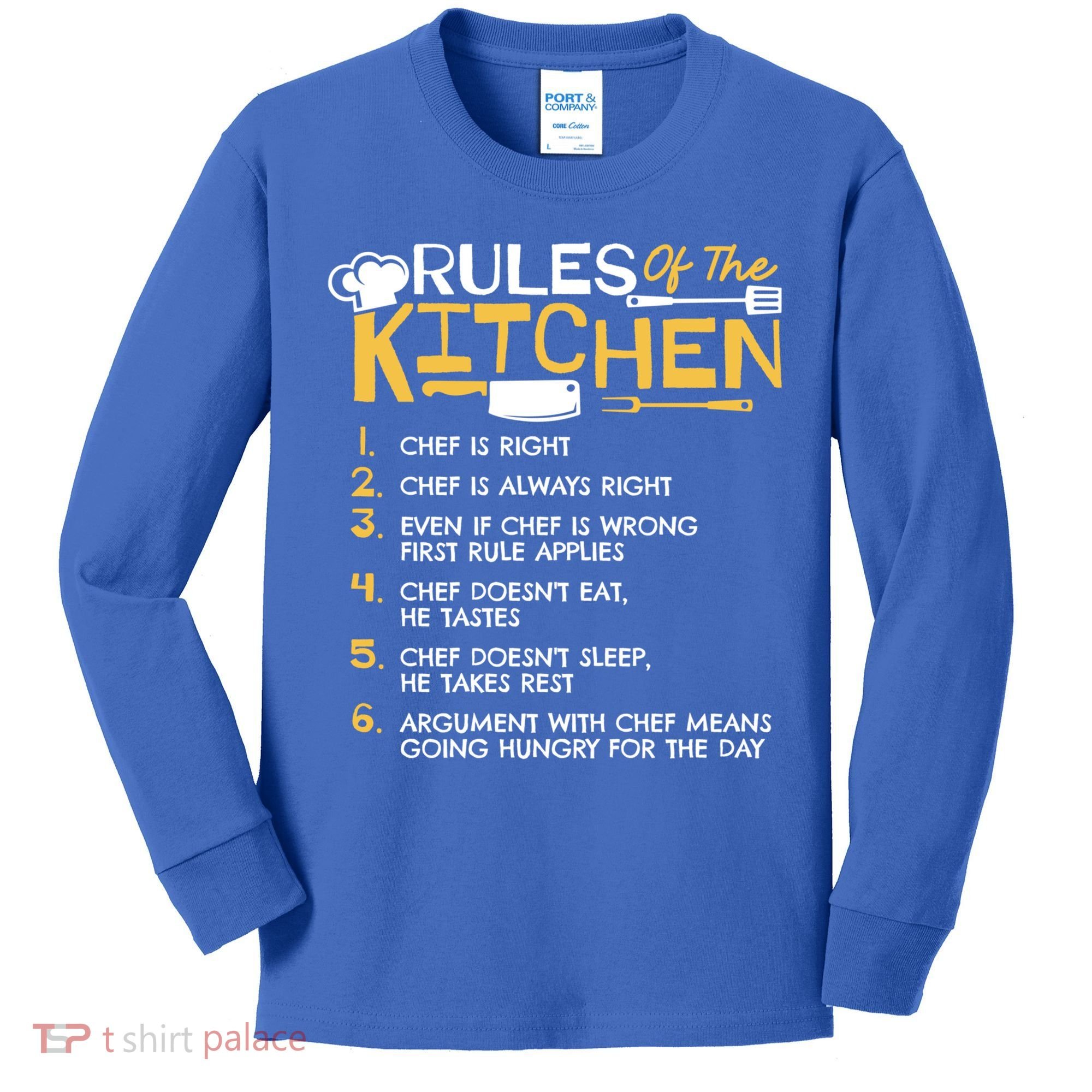 Rules Of The Kitchen Culinary Restaurant Chef Cooking Funny Gift Kids Long Sleeve Shirt