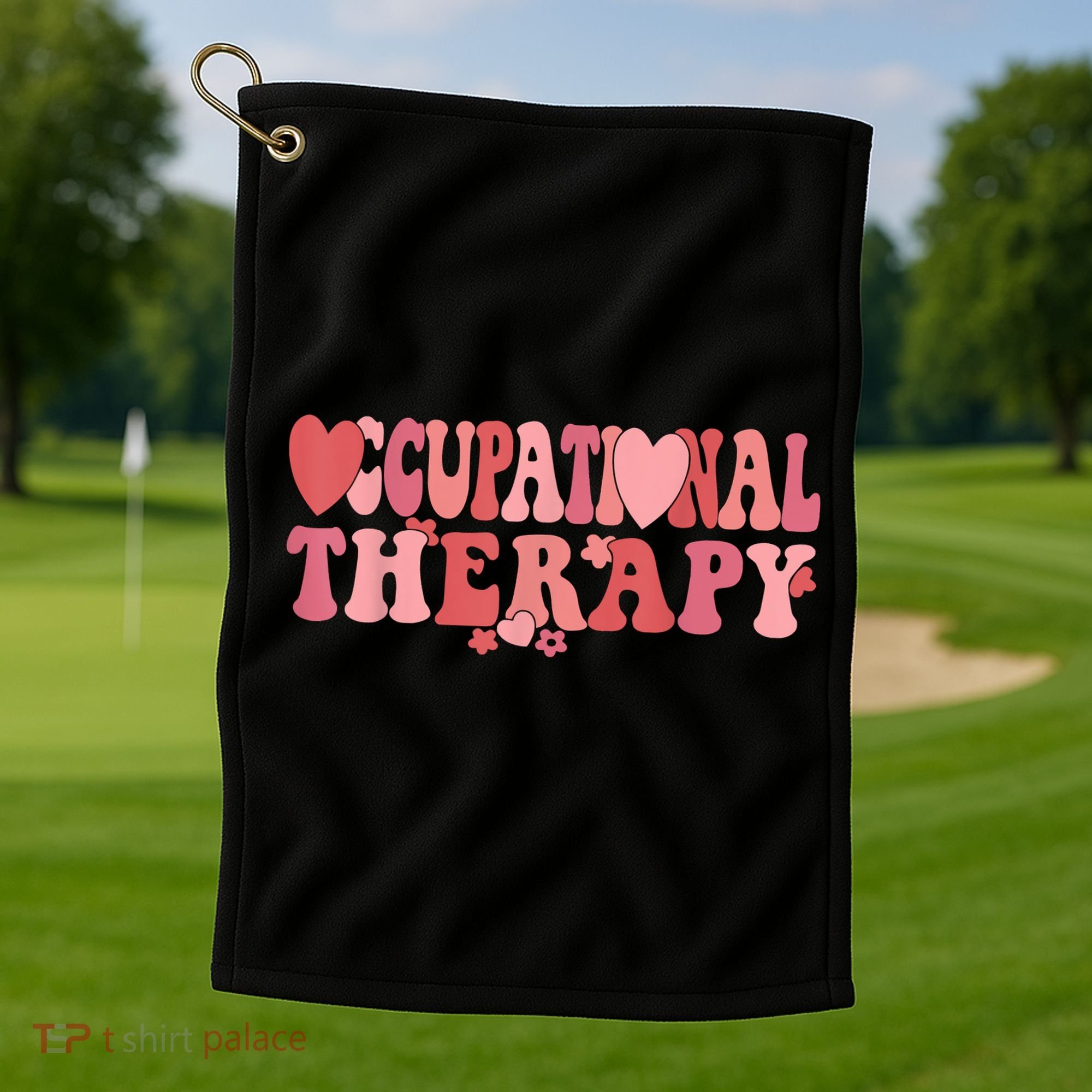 Retro Occupational Therapy Therapist Valentine's Day Therapist OT Golf Towel