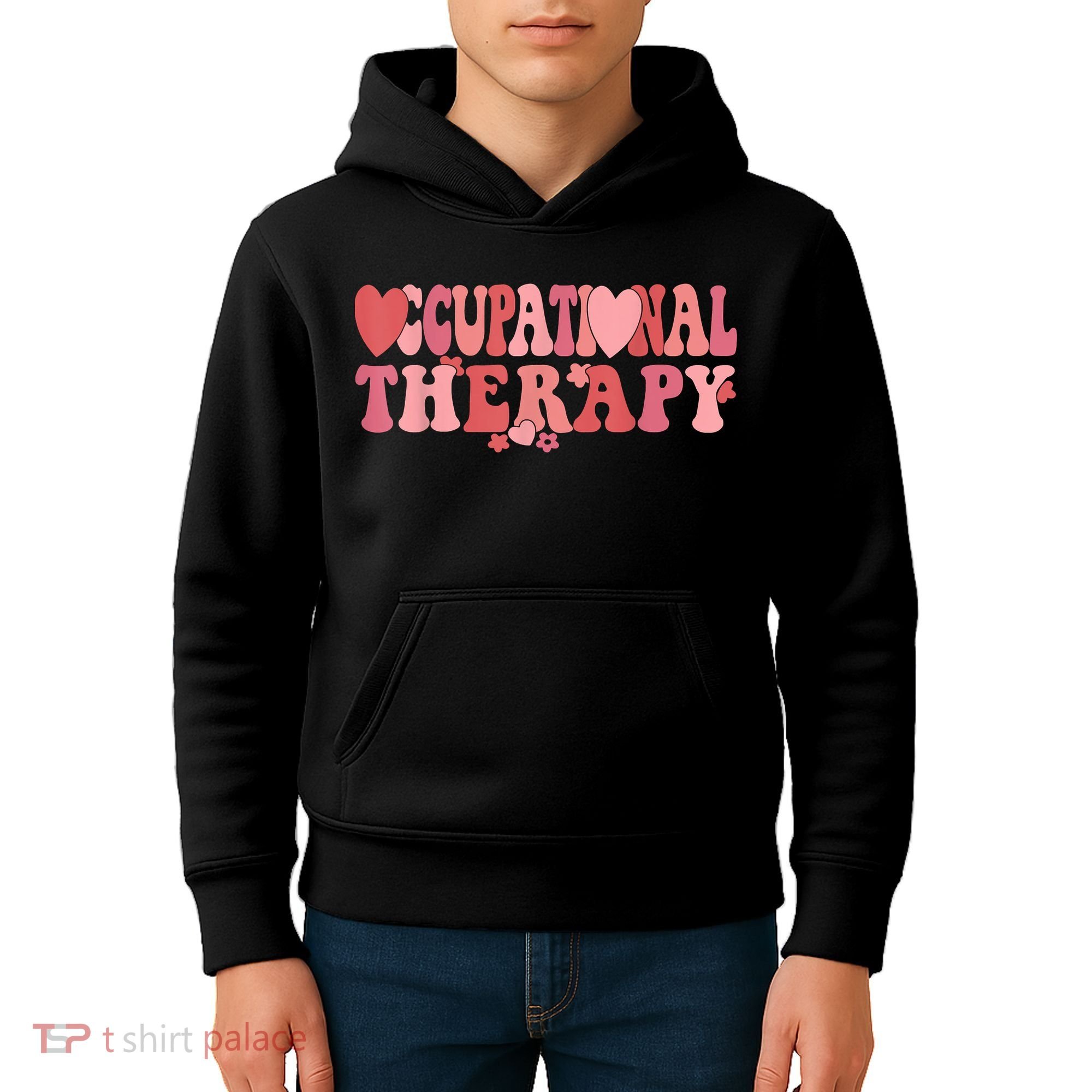 Retro Occupational Therapy Therapist Valentine's Day Therapist OT Kids Hoodie