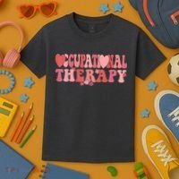 Retro Occupational Therapy Therapist Valentine's Day Therapist OT Kids T-Shirt thumb 3