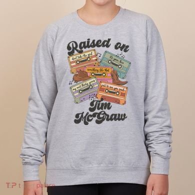 Raised On Tim Mcgraw Retro Cassette Tape Women's Sweatshirt