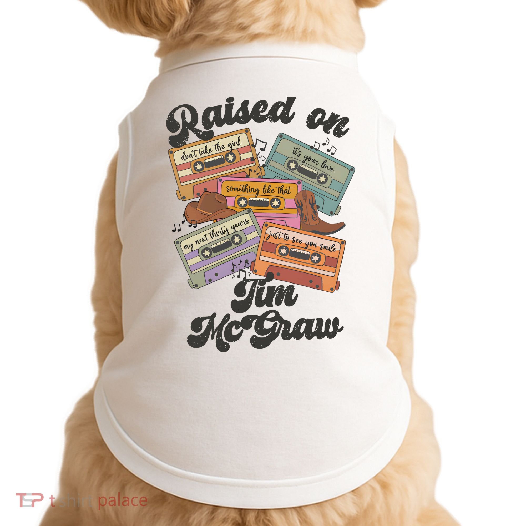 Raised On Tim Mcgraw Retro Cassette Tape Doggie Tank