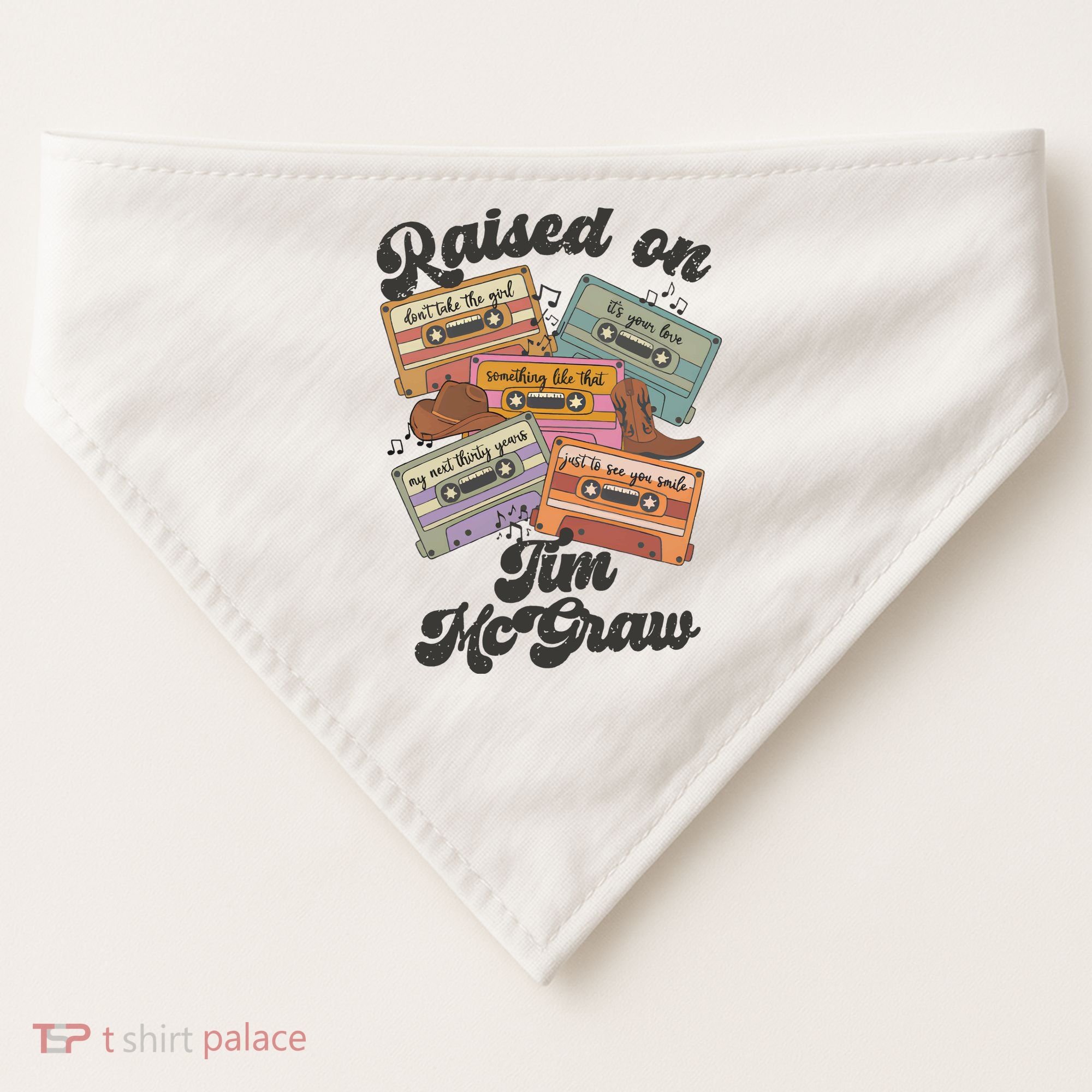 Raised On Tim Mcgraw Retro Cassette Tape USA-Made Doggie Bandana