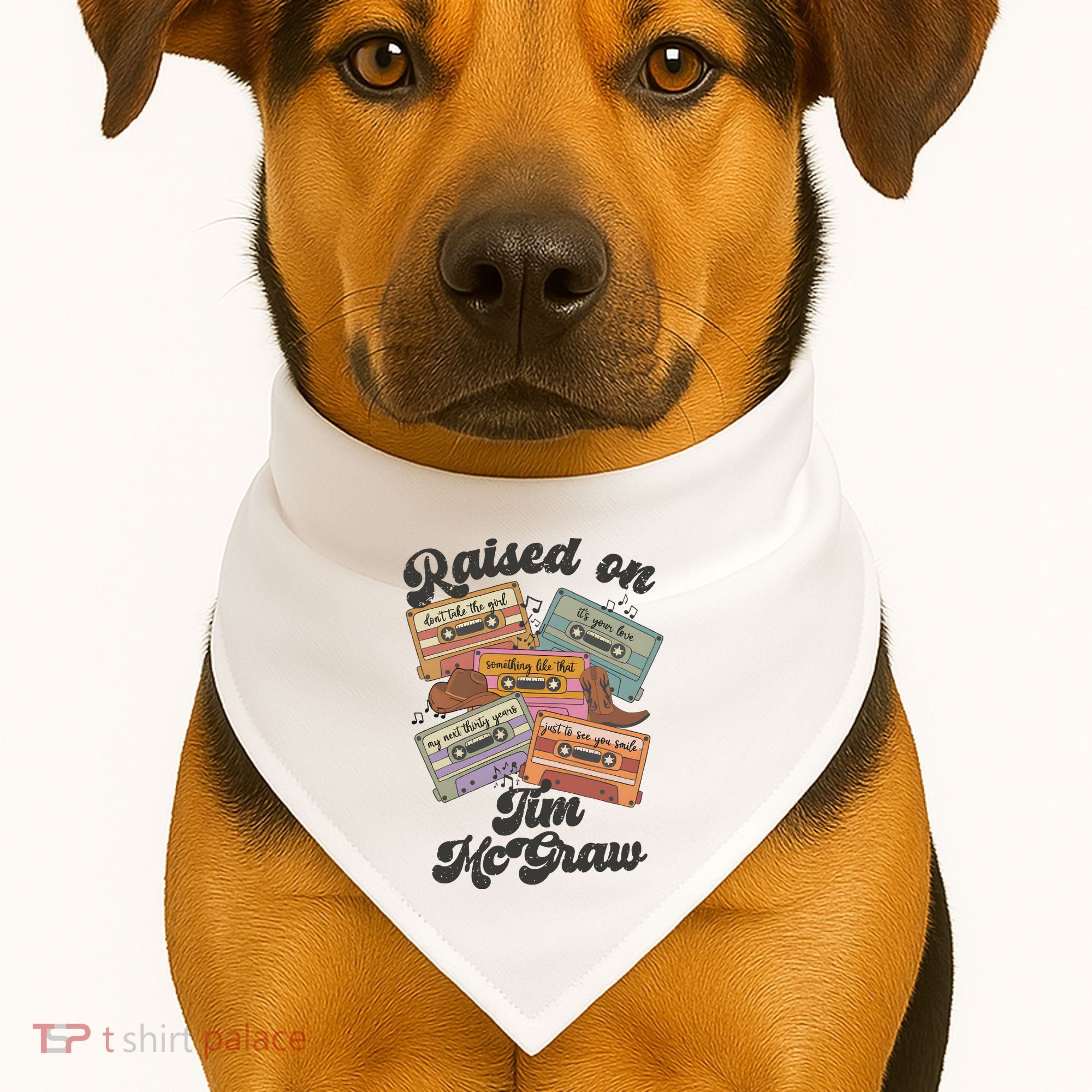 Raised On Tim Mcgraw Retro Cassette Tape USA-Made Doggie Bandana