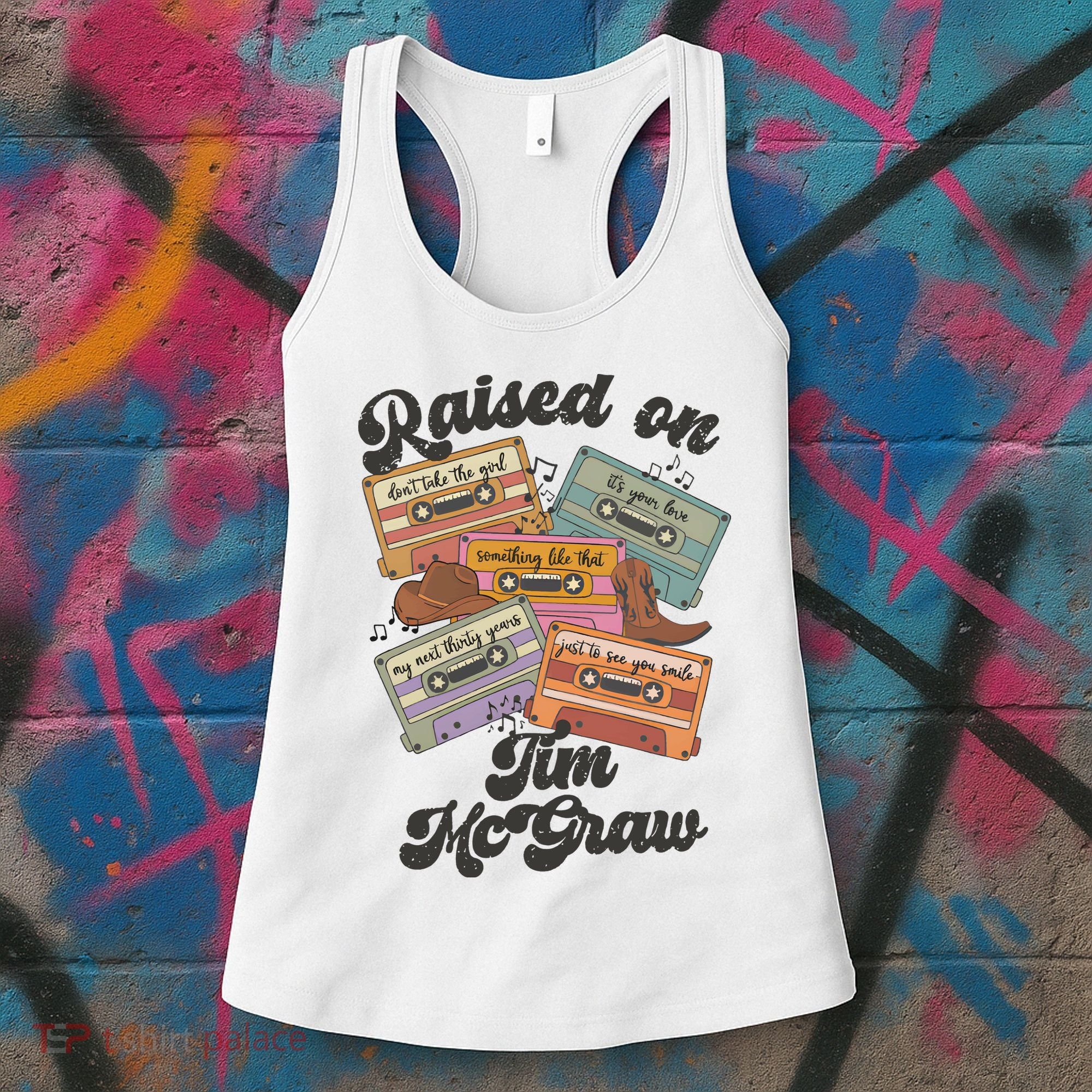 Raised On Tim Mcgraw Retro Cassette Tape Women's Tank Top