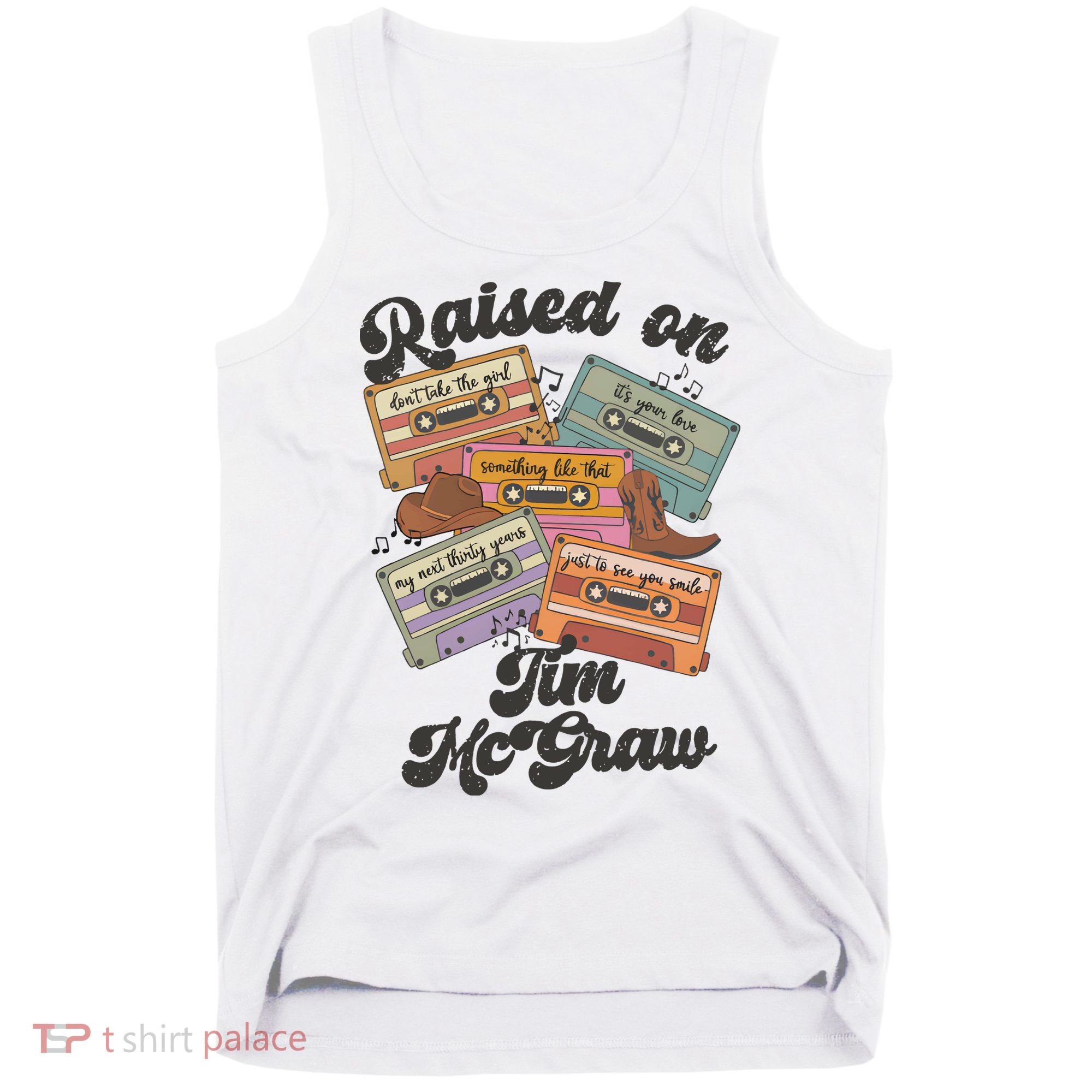 Raised On Tim Mcgraw Retro Cassette Tape Tank Top
