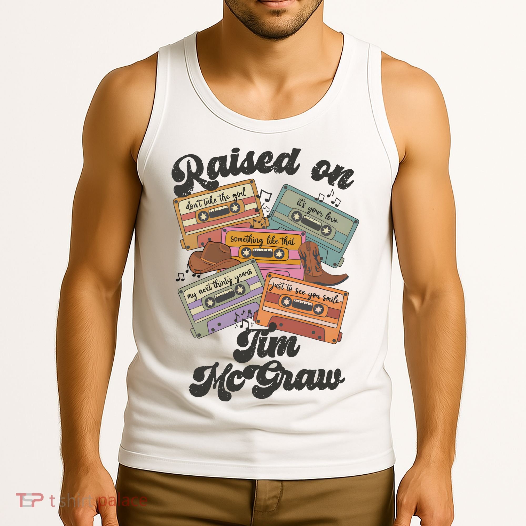 Raised On Tim Mcgraw Retro Cassette Tape Tank Top