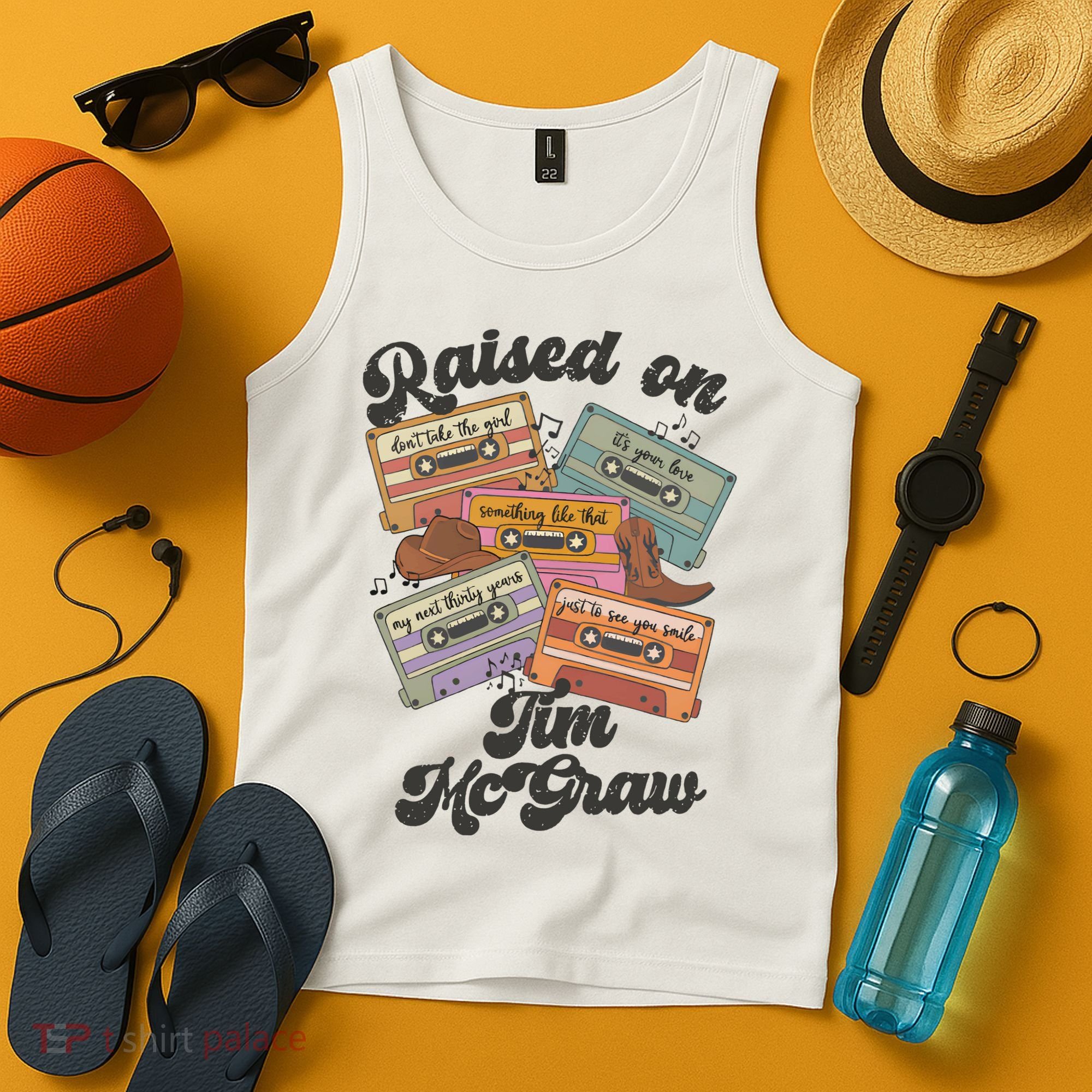 Raised On Tim Mcgraw Retro Cassette Tape Tank Top