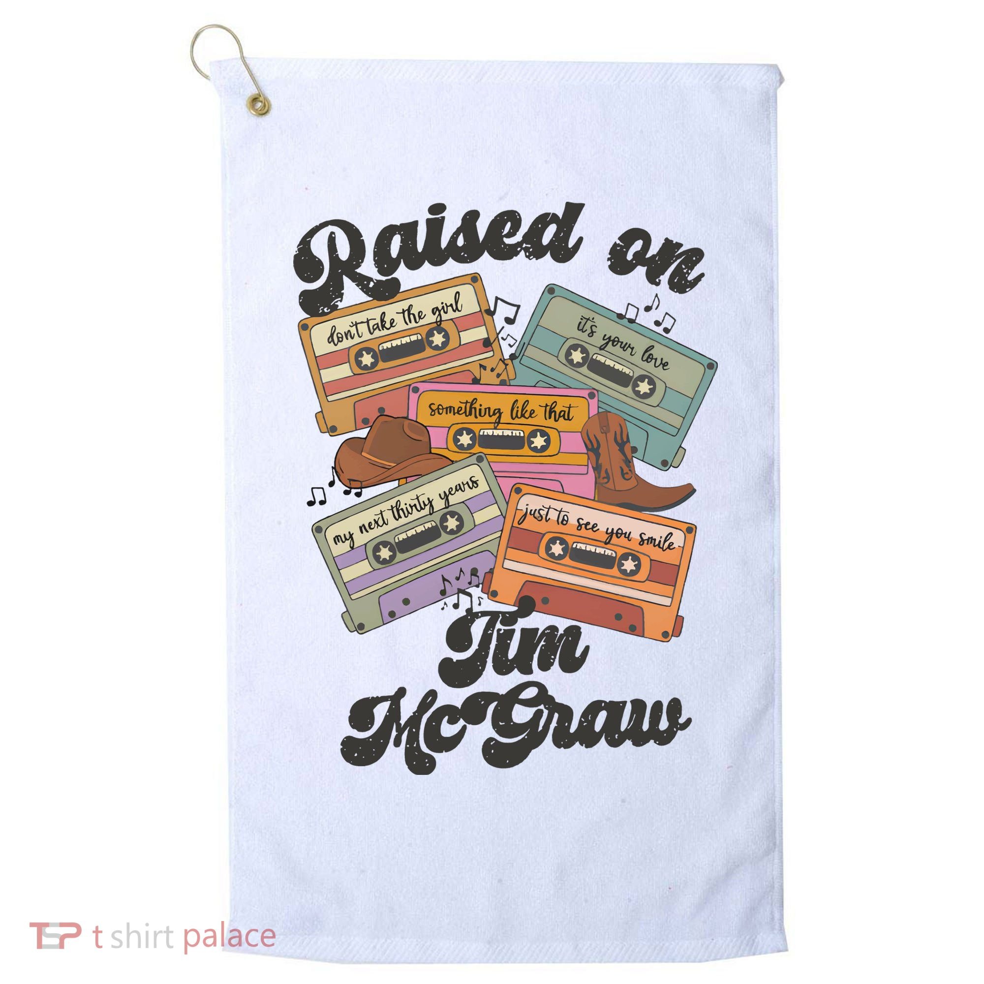 Raised On Tim Mcgraw Retro Cassette Tape Golf Towel